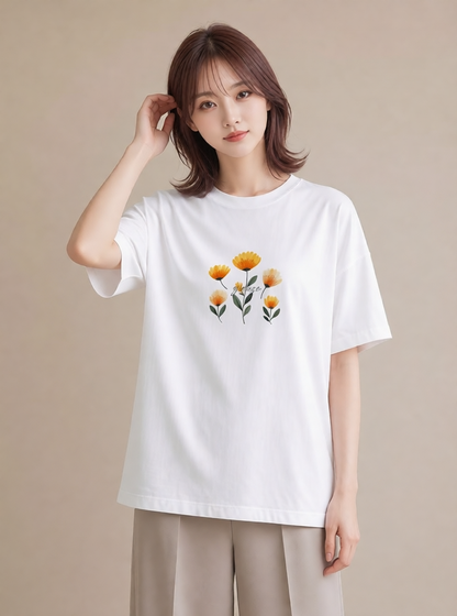 プリントTシャツ レディース たんぽぽ 花 花柄 イラスト 可愛い お揃い 親子 白T