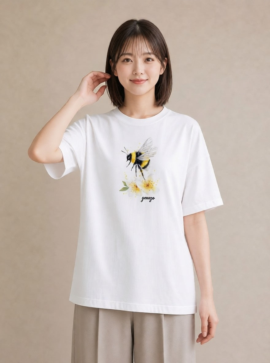 グラフィックTシャツ レディース ハニー 食べ物 フード イラスト 水彩風 女性 旅行用 白T