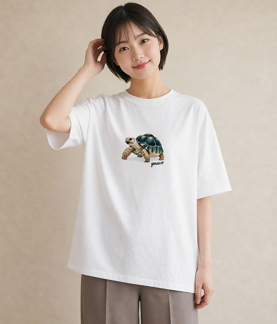 Tシャツ レディース ウミガメ 海の生き物 海 イラスト 休日コーデ 自分用 ルームウェア 白T