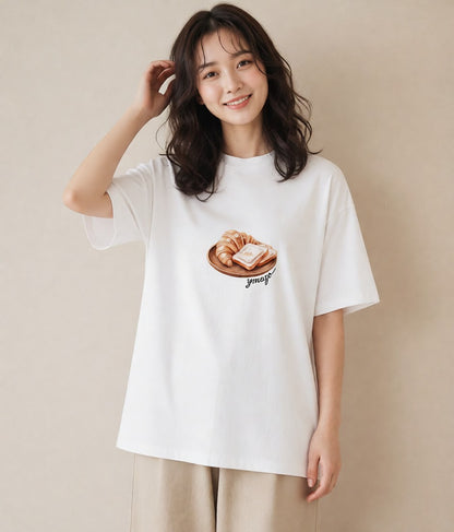 プリントTシャツ レディース たまご 食べ物 フード イラスト フェミニン 旅行用 海 白T