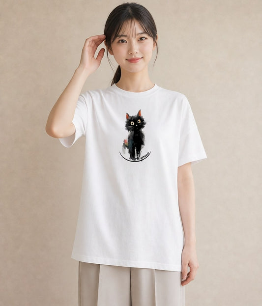 半袖Tシャツ レディース メインクーン 猫 ねこ イラスト 北欧風 休日 ペアコーデ 白T