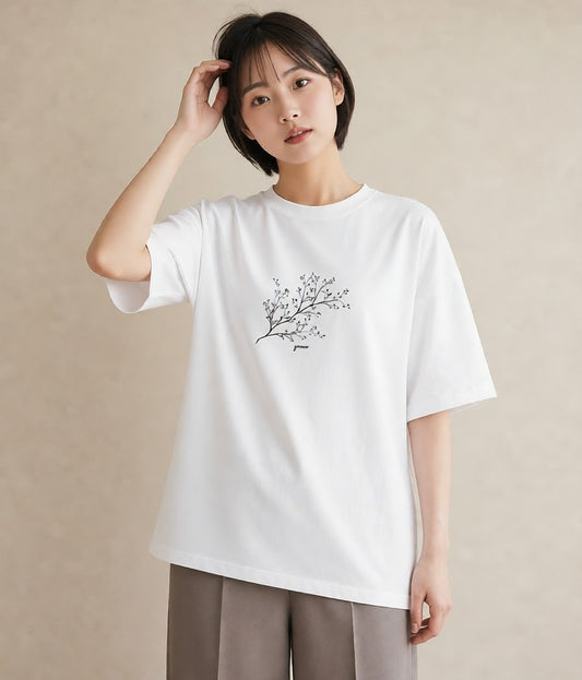 Tシャツ レディース さくら 桜 桜の枝 イラスト 韓国風 夏コーデ 通学 白T