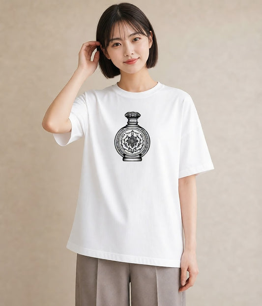 Tシャツ レディース 香水 香水瓶 パフューム イラスト きれいめカジュアル レイヤード 友達ギフト 白T