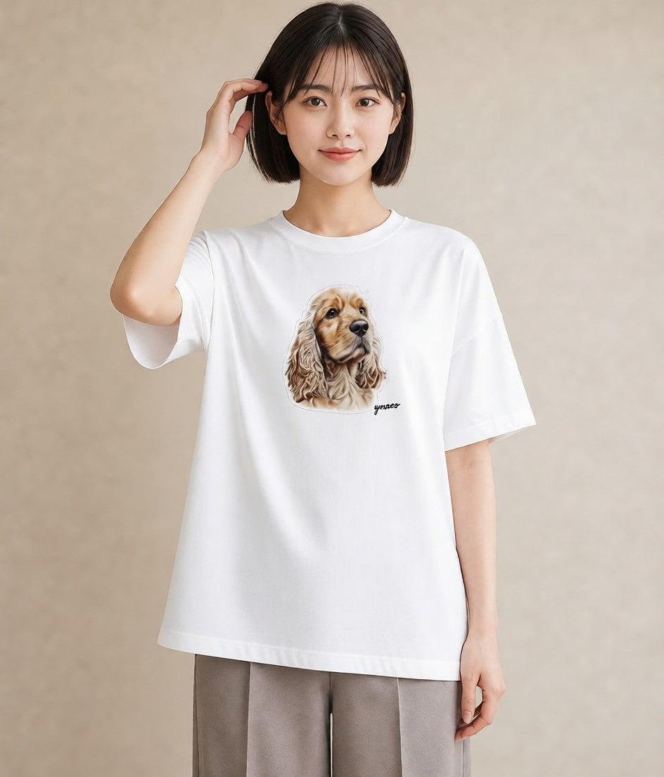 グラフィックTシャツ レディース 白柴 犬 いぬ イラスト 水彩風 春服 ミセス 白T