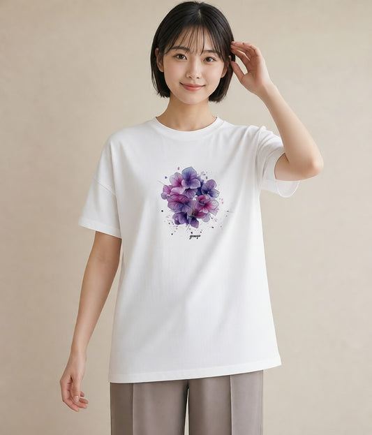 グラフィックTシャツ レディース パンジー 花 花柄 イラスト シンプル 母娘コーデ 自分用 白T
