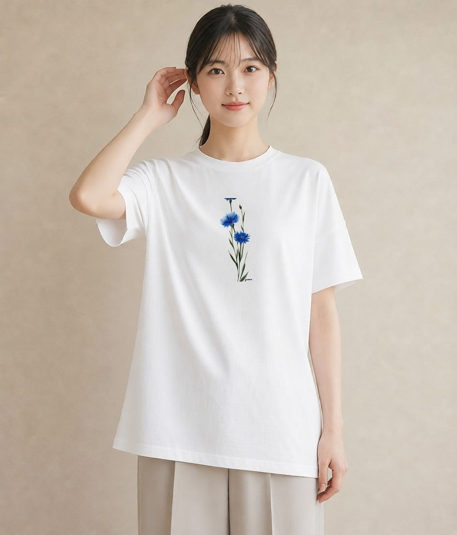 デザインTシャツ レディース カーネーション 花 花柄 イラスト 水彩風 休日 ペアコーデ 白T