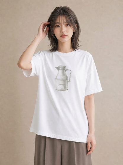 Tシャツ レディース はちみつ 食べ物 フード イラスト 散歩 お出かけ 白T