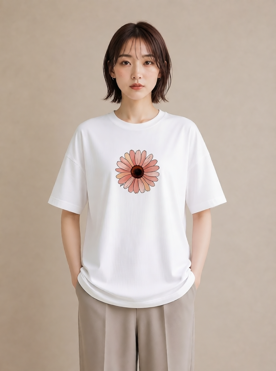 グラフィックTシャツ レディース たんぽぽ 花 花柄 イラスト 抜け感 親子 20代 白T