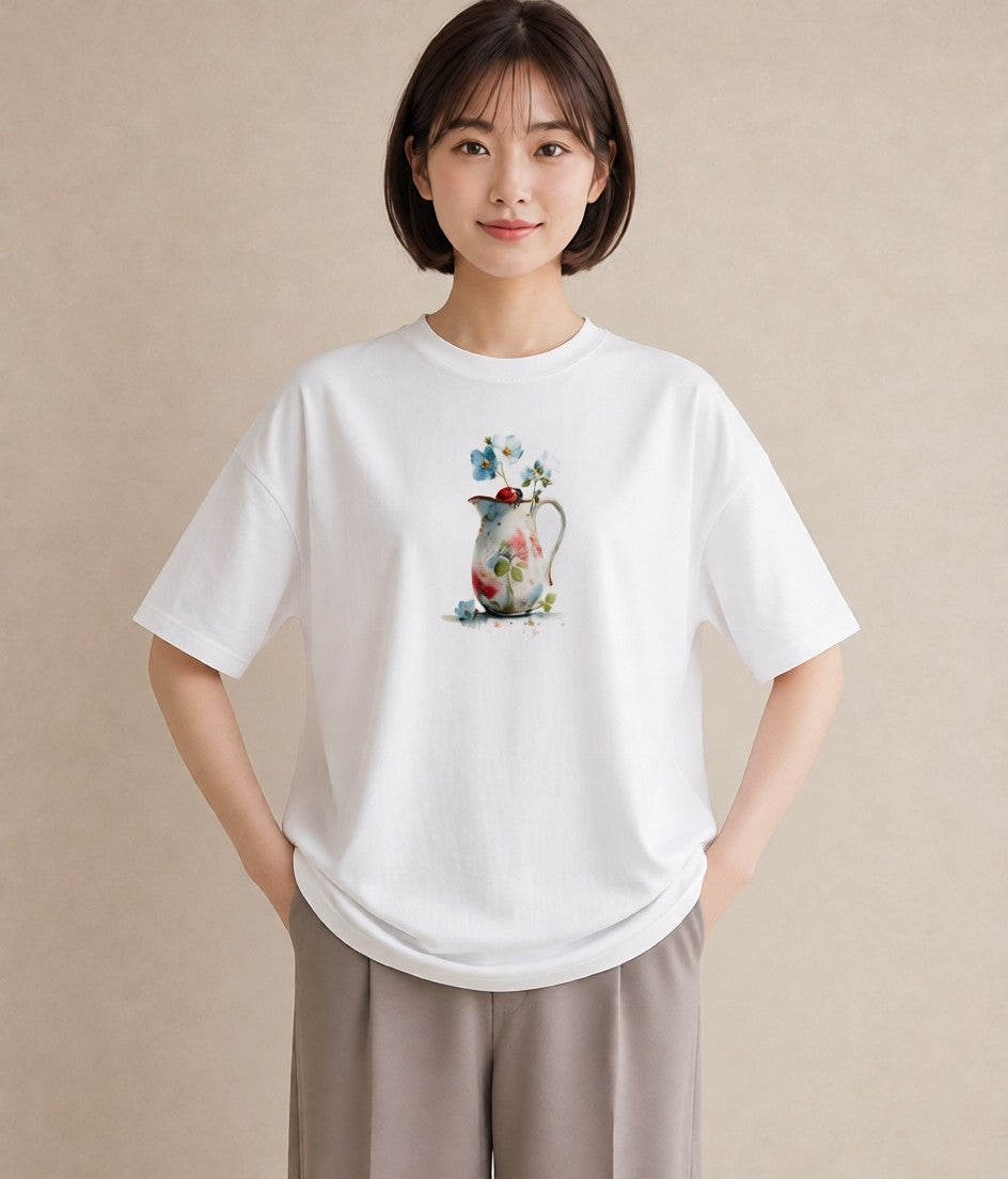 デザインTシャツ レディース てんとう虫 昆虫 虫 イラスト 可愛い レイヤード 友達ギフト 白T