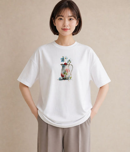 デザインTシャツ レディース てんとう虫 昆虫 虫 イラスト 可愛い レイヤード 友達ギフト 白T