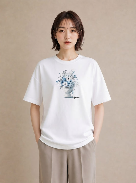 プリントTシャツ レディース ポスト 野の花 レトロ ナチュラル アンティーク イラスト 在宅 公園 白T