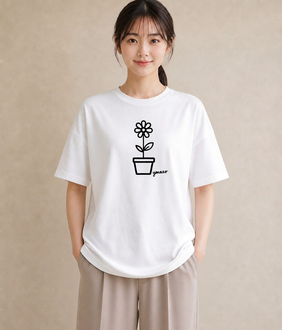 半袖Tシャツ レディース 観葉植物 ボタニカル 植物 イラスト 旅行コーデ お出かけ 普段着 白T