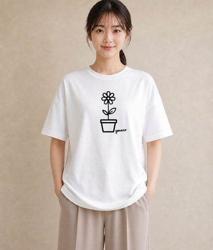 半袖Tシャツ レディース 観葉植物 ボタニカル 植物 イラスト 旅行コーデ お出かけ 普段着 白T