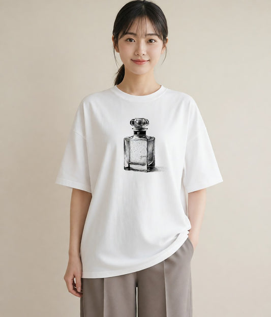グラフィックTシャツ レディース 香水 香水瓶 パフューム イラスト 抜け感 社会人 女性 白T