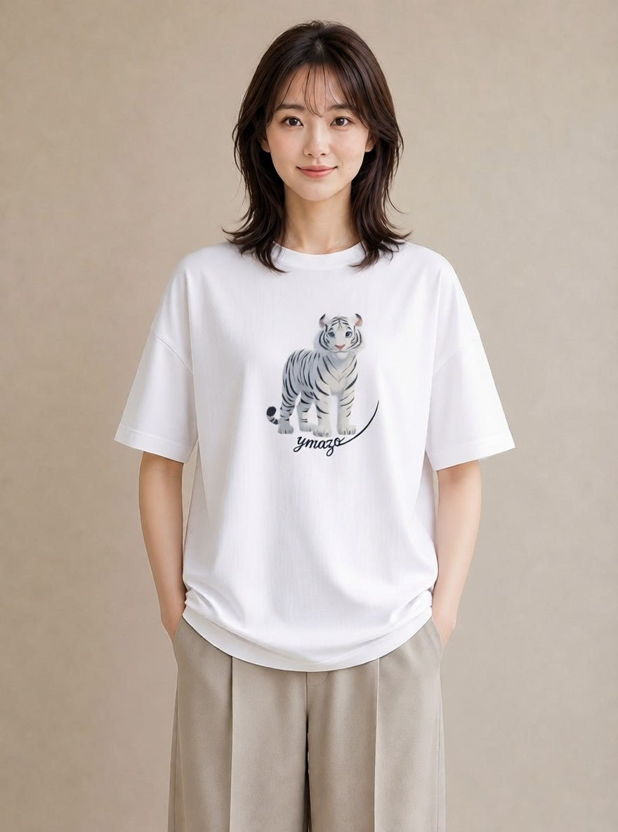 グラフィックTシャツ レディース とら 動物 アニマル イラスト 旅行コーデ 友達ギフト 部屋着 白T