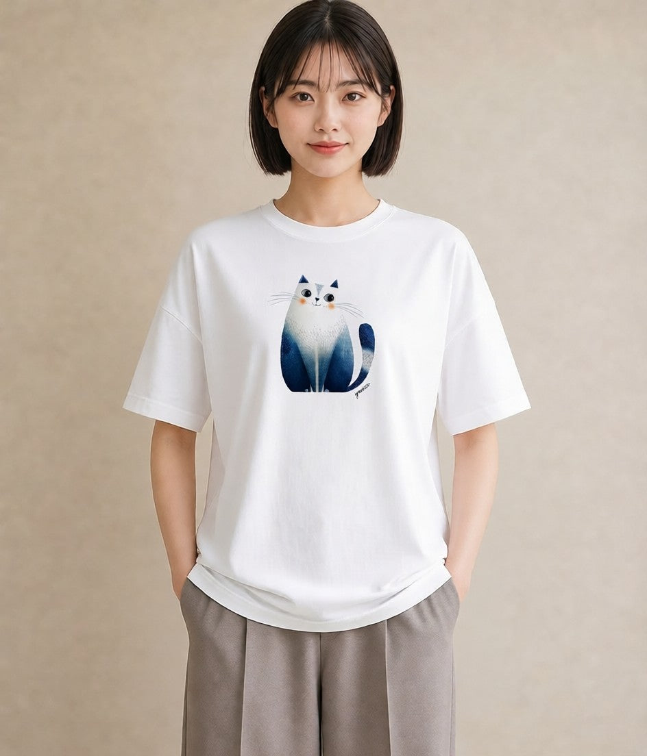プリントTシャツ レディース エキゾチックショートヘア 猫 ねこ イラスト レトロ 通学 誕生日プレゼント 白T