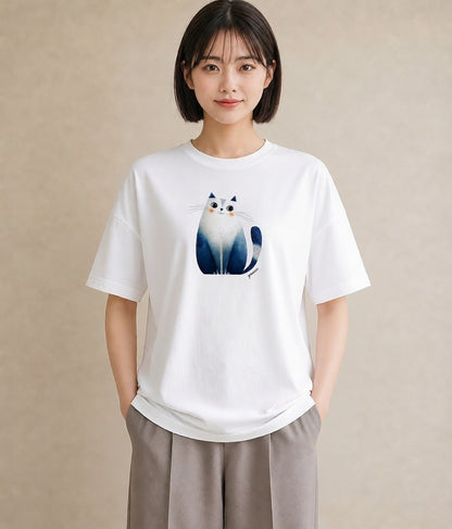 プリントTシャツ レディース エキゾチックショートヘア 猫 ねこ イラスト レトロ 通学 誕生日プレゼント 白T