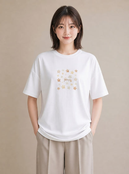 デザインTシャツ レディース ヒトデ 海の生き物 海 イラスト シンプル クリスマス 旅行 白T