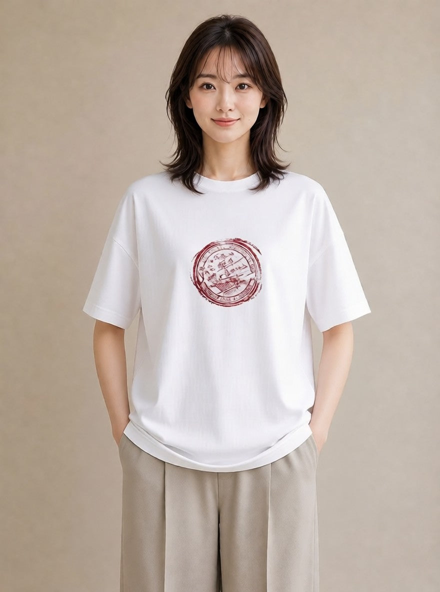 Tシャツ レディース 旅 トラベル スタンプ イラスト ミニマル 送別ギフト 通勤 白T