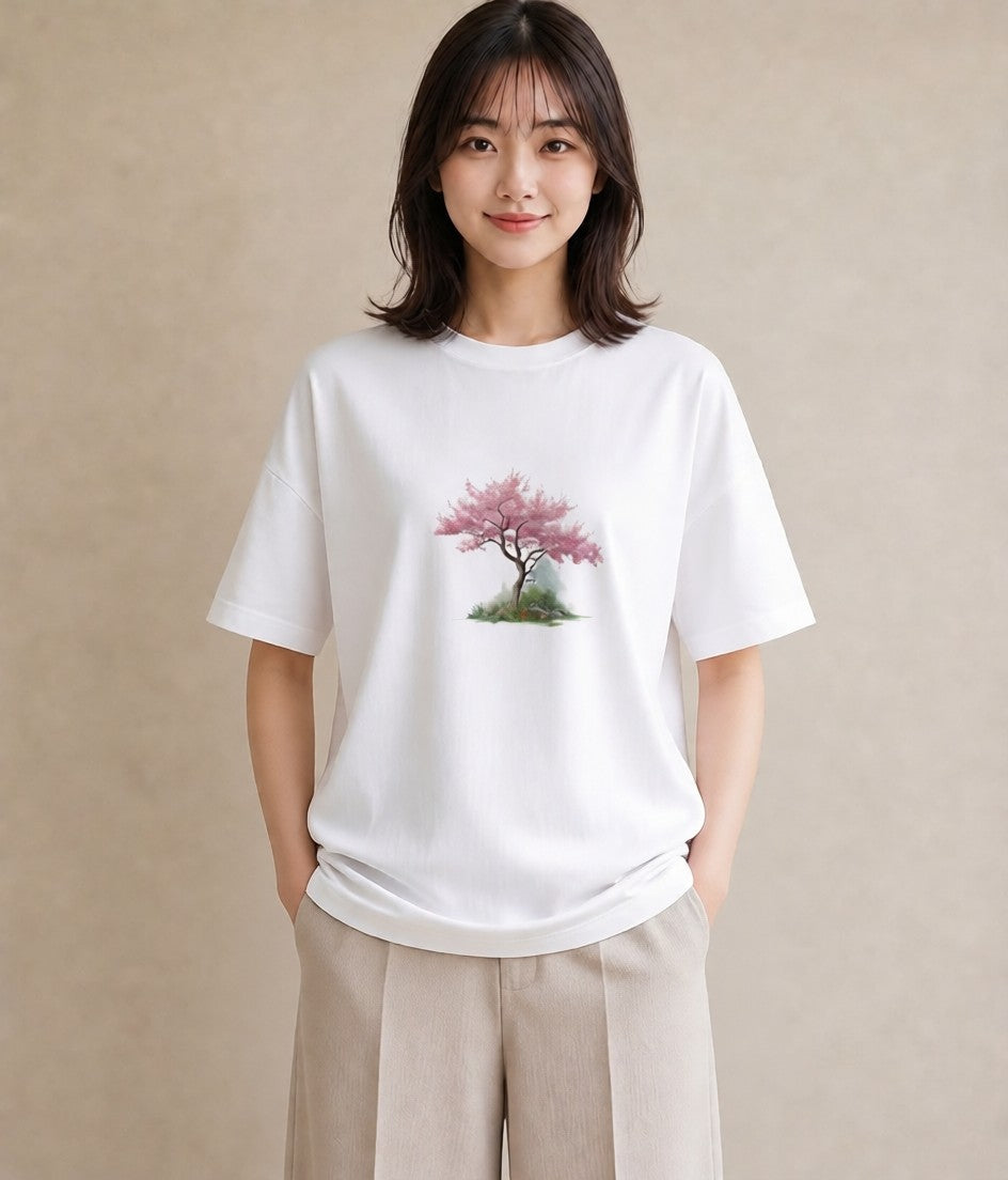 グラフィックTシャツ レディース 盆栽 植物 ボタニカル イラスト 旅行コーデ 部屋着 女性向けギフト 白T