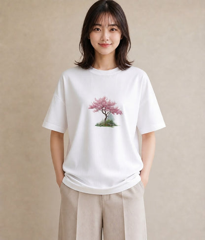 グラフィックTシャツ レディース 盆栽 植物 ボタニカル イラスト 旅行コーデ 部屋着 女性向けギフト 白T