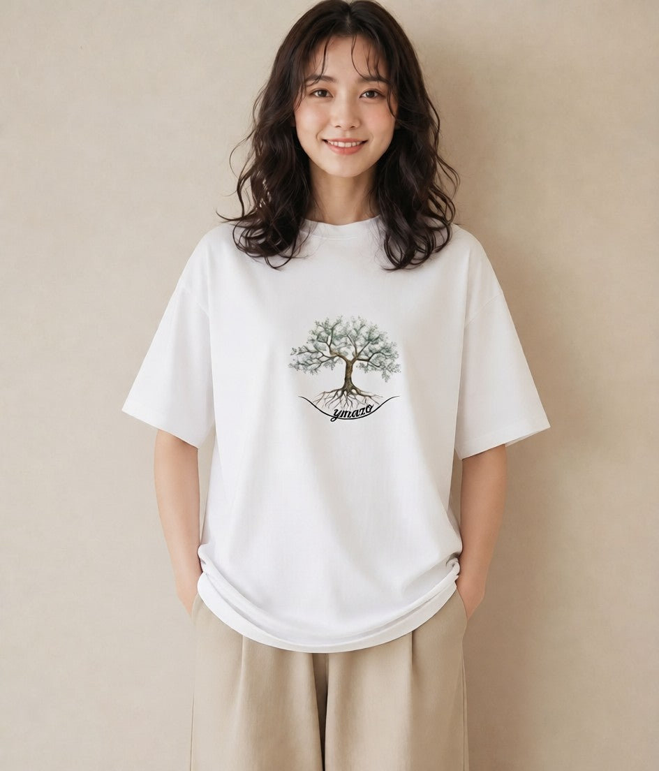 半袖Tシャツ レディース 木 植物 ボタニカル イラスト きれいめ 母娘コーデ 自分用 白T