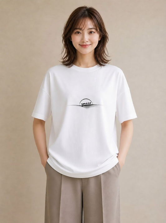 デザインTシャツ レディース 海 リゾート 夏 イラスト ニュアンス カフェ巡り 白T