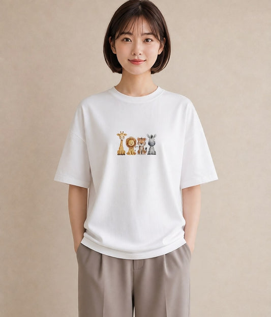 グラフィックTシャツ レディース しまうま 動物 アニマル イラスト ゆるかわ ミセス 春コーデ 白T