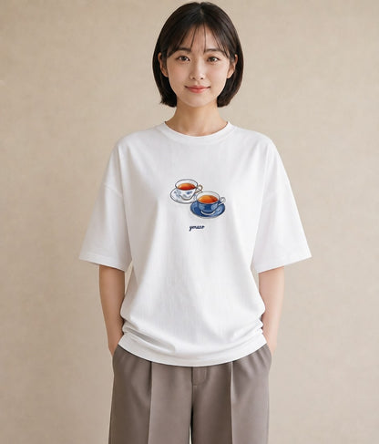 Tシャツ レディース 紅茶 食べ物 フード イラスト 北欧風 自分用 ルームウェア 白T