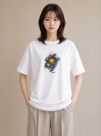 Tシャツ レディース 蟹座 星空 宇宙 イラスト 手描き風 休日 ペアコーデ 白T