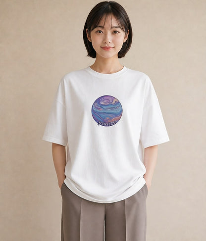 Tシャツ レディース プラネット 星空 宇宙 イラスト 北欧風 20代 カジュアルコーデ 白T