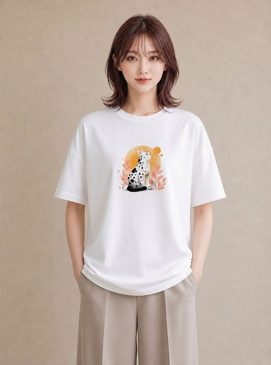 グラフィックTシャツ レディース ベンガル 猫 ねこ イラスト 通勤 在宅 白T