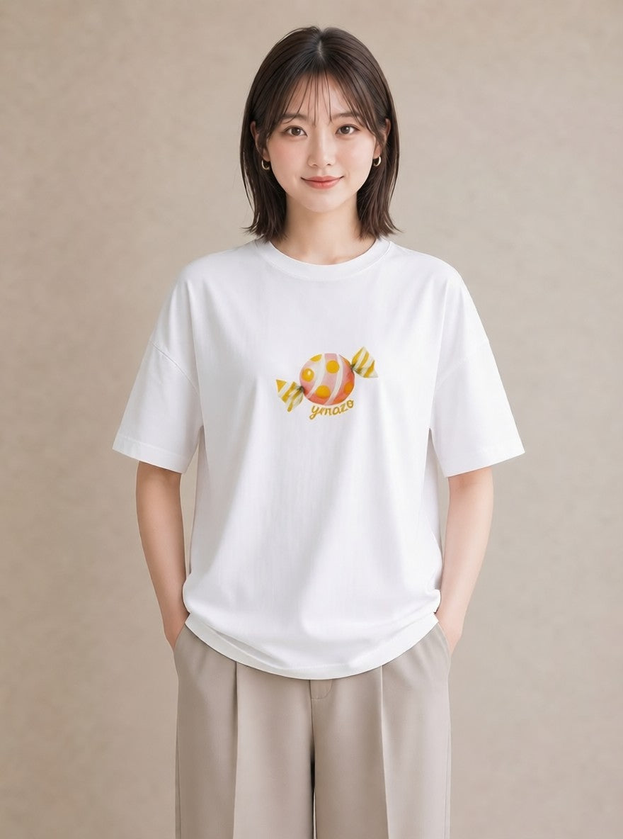 半袖Tシャツ レディース クッキー 食べ物 フード イラスト 普段使い ペアコーデ 秋コーデ 白T