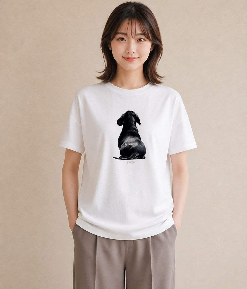 Tシャツ レディース ミニチュアダックスフンド 犬 いぬ イラスト ナチュラル 女子会 お揃い 白T