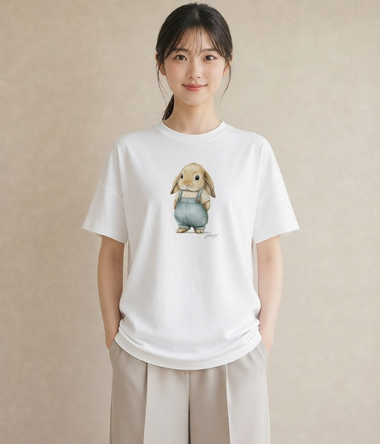 デザインTシャツ レディース ホーランドロップ ペット 動物 イラスト 水彩風 お出かけ 普段着 白T