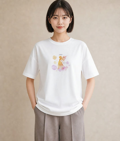 グラフィックTシャツ レディース 山羊座 星空 宇宙 イラスト モード ラフ レイヤード 白T