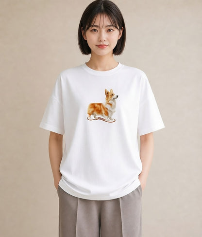 プリントTシャツ レディース ウェルシュコーギー コーギー 犬 いぬ イラスト ヴィンテージ風 おしゃれギフト 社会人 白T