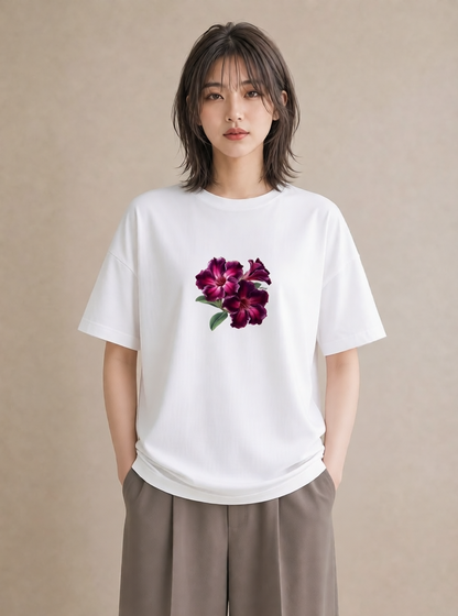 半袖Tシャツ レディース カーネーション 花 花柄 イラスト ラフカジュアル ペアコーデ 秋コーデ 白T