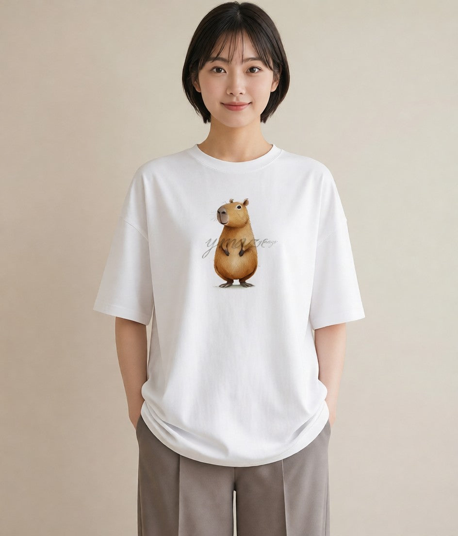 Tシャツ レディース ゴールデンハムスター ペット 動物 イラスト シンプル 送別ギフト 通勤 白T