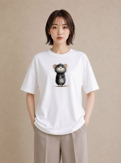 グラフィックTシャツ レディース ジャンガリアンハムスター ペット 動物 イラスト ラフカジュアル 買い物 夏コーデ 白T
