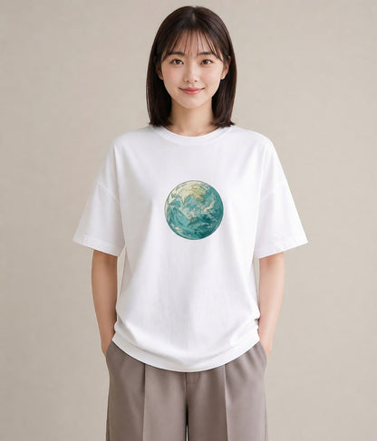 Tシャツ レディース 土星 星空 宇宙 イラスト シック 夏コーデ 通学 白T