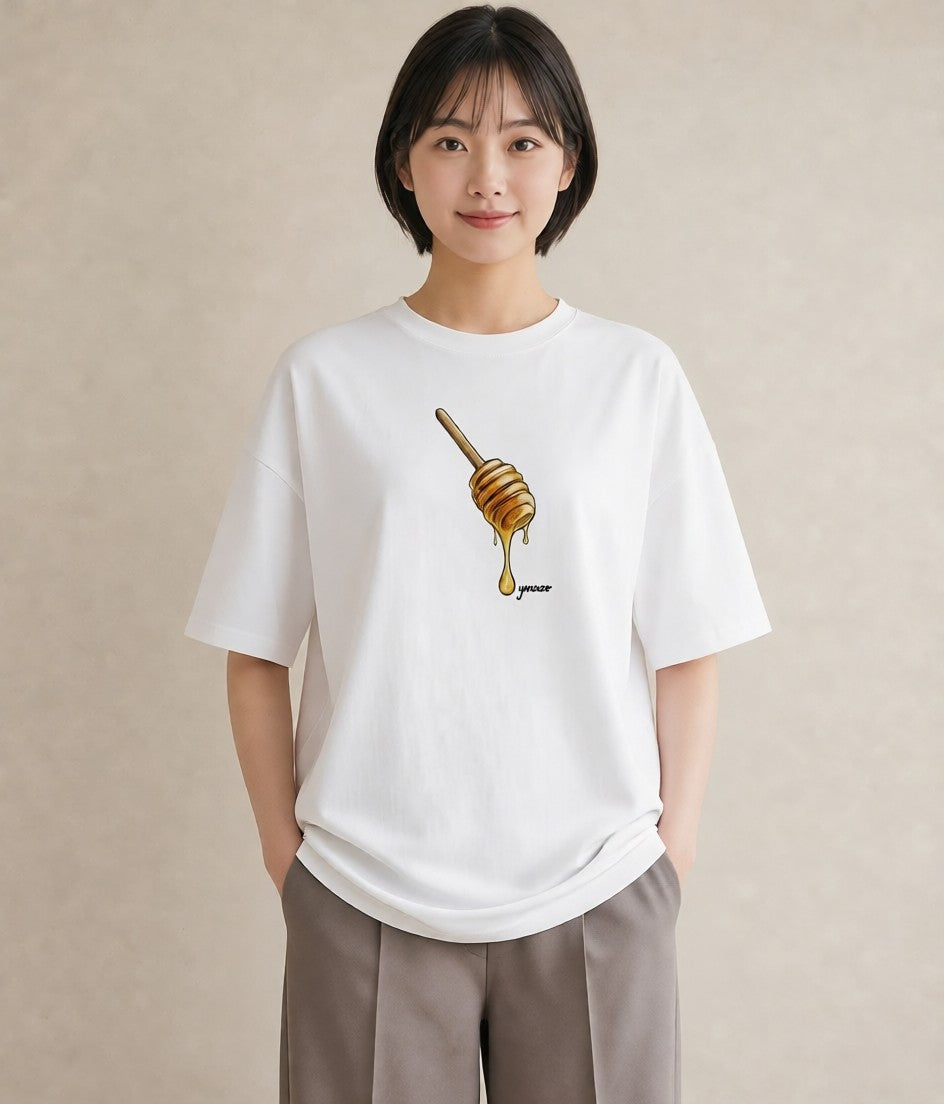 プリントTシャツ レディース はちみつ 食べ物 フード イラスト 春コーデ 姉妹 白T