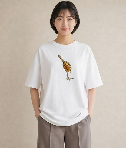 プリントTシャツ レディース はちみつ 食べ物 フード イラスト 春コーデ 姉妹 白T