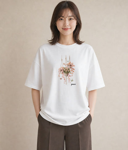 Tシャツ レディース 風鈴 ガラス 夏 ナチュラル アンティーク イラスト 抜け感 休日 ペアコーデ 白T