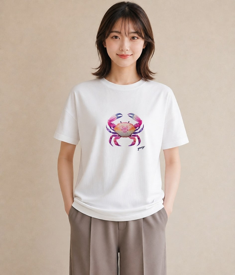 プリントTシャツ レディース エビ 海の生き物 海 イラスト 旅行コーデ お揃い 親子 白T