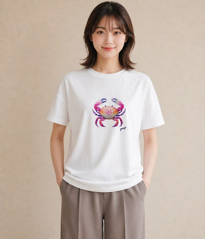プリントTシャツ レディース エビ 海の生き物 海 イラスト 旅行コーデ お揃い 親子 白T