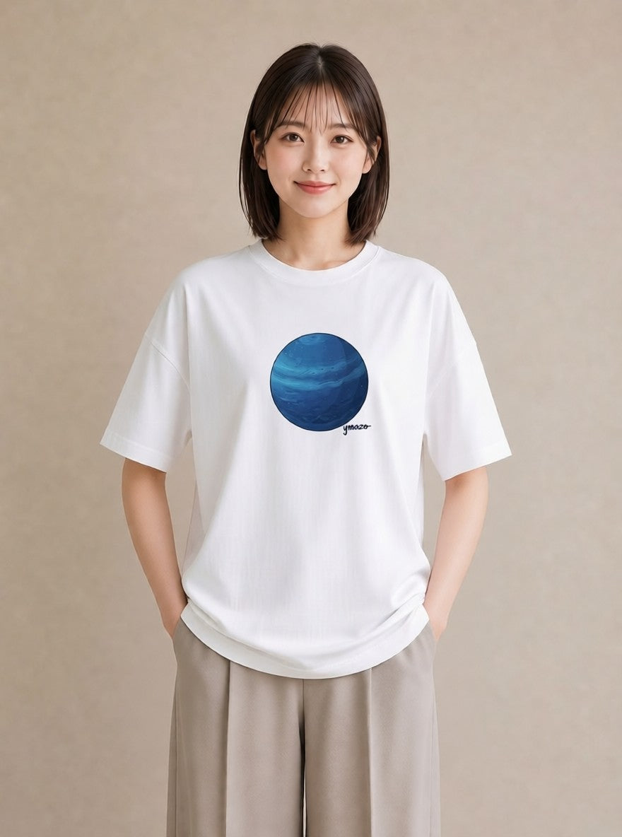 プリントTシャツ レディース 宇宙 星空 イラスト 旅行コーデ 在宅 公園 白T