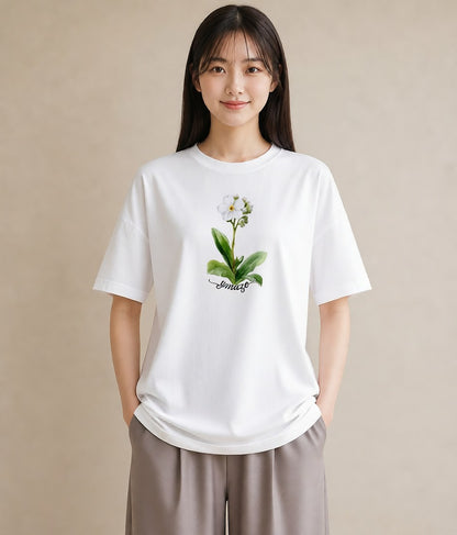 プリントTシャツ レディース 金木犀 花 花柄 イラスト シック 母の日 ビーチ 白T