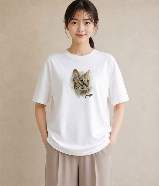 プリントTシャツ レディース アビシニアン 猫 ねこ イラスト 上品 秋コーデ おしゃれギフト 白T