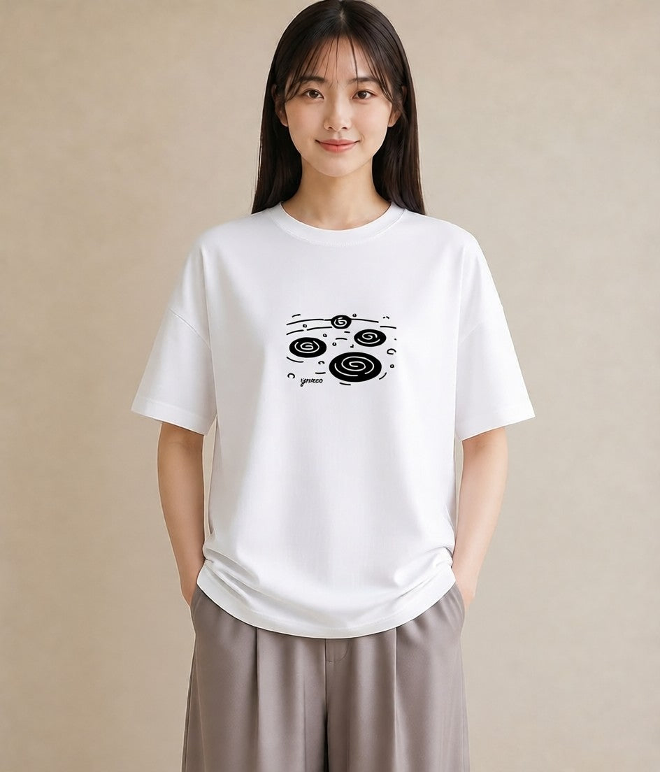 デザインTシャツ レディース 桟橋 水辺 波止場 ナチュラル アンティーク イラスト ゆるコーデ 送別ギフト 通勤 白T